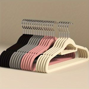 5pcs Flocked Hangers, No Trace Pendants, Flocking, Non-Slip Pendants, Household Clothes Pendants, No Trace, Space Saving