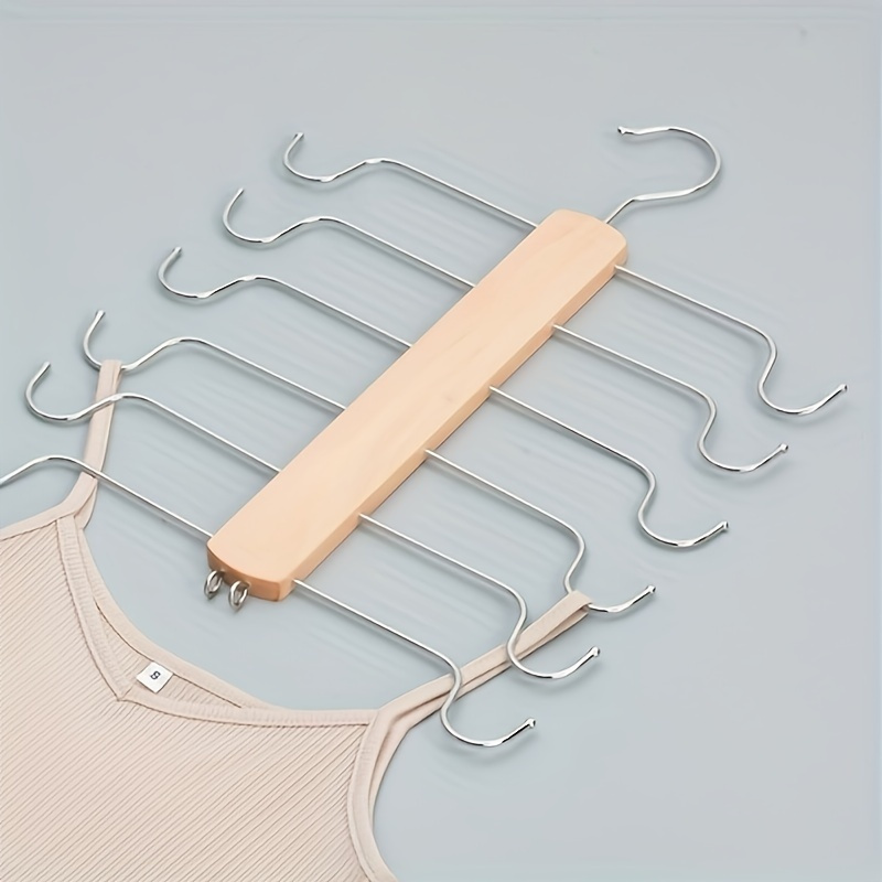 Space-saving 6-layer Wooden Metal Hanger-multi-layer Organizer, Suitable for Vest, Bra and Wardrobe Essentials