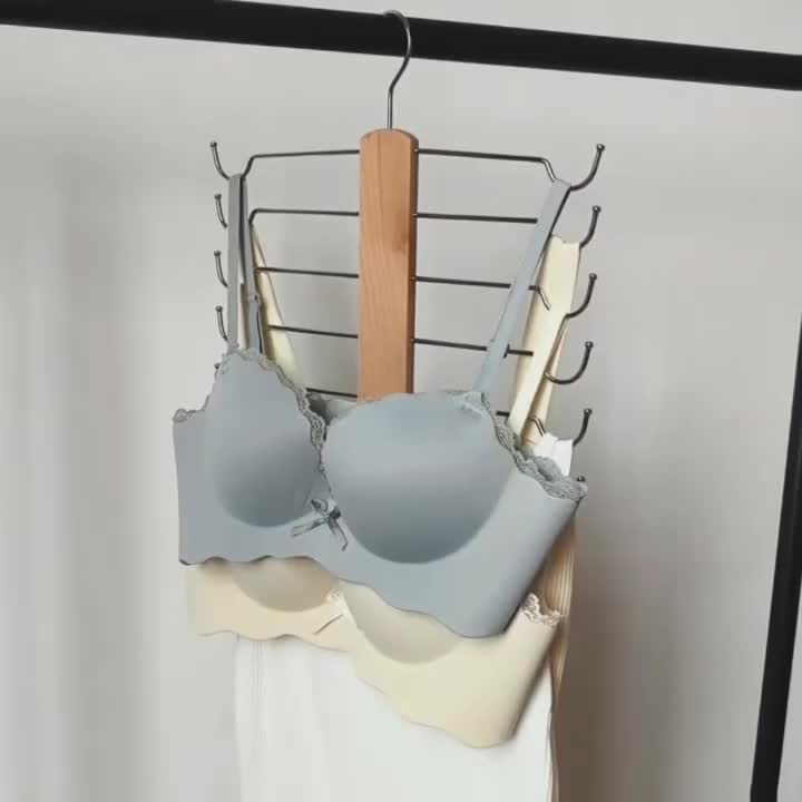 Space-saving 6-layer Wooden Metal Hanger-multi-layer Organizer, Suitable for Vest, Bra and Wardrobe Essentials - Image 10