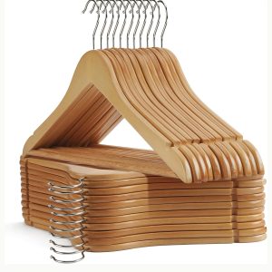 30/20/10pcs Heavy-Duty Solid Wood Clothes Hangers - Suitable for Heavy Coats, Jackets, Dresses - Space-Saving Sturdy Standalone Hangers Suitable for Home, Office, Hotel; Durable Wood Hangers for Wardrobe, Wood for Fashion Enthusiasts
