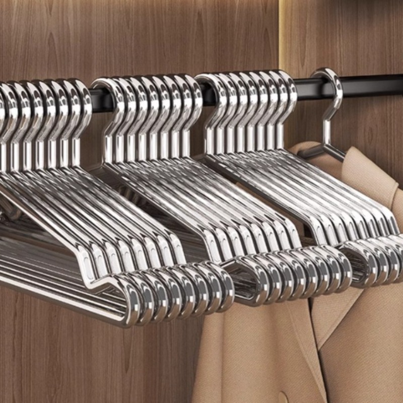 20pcs Reinforced Metal Hangers, Non Slip Grooved Shoulder Design, Space Saving Wardrobe Organizer for Coats, Dresses Garments