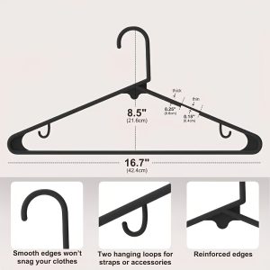 30/40 Packs of Plastic Hangers, Durable And Space-Saving Hangers, Heavy-Duty Plastic Hangers with Anti-Slip Hooks, Wardrobe Hangers, Lightweight Hangers Suitable for Clothes, Shirts, Pants, Skirts - White, Black Plastic Hangers