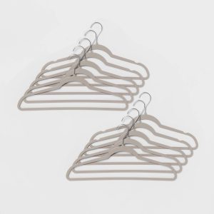 10Ct Thin Plastic Hangers Gray: Slim Clothes Hangers for Adults, 17.5 X 9.1 X 0.2 Inches