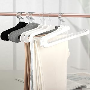 20pcs Flocked Goose-Shaped Pants Hangers, Suitable for Dormitory, Home and School. Made of Flocking Material, Non-Slip Traceless, Z-shaped Structure Designed for Wardrobe Pant Storage, Ideal for Bedroom Use