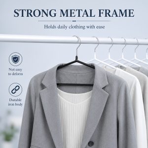 Slim Metal Clothing Hangers, Anti Scratch Coated Clothes Hanger for Daily Shirts Dresses, Closet Storage Organizer Hanging Rack, White Black Gray Multi Pack Options